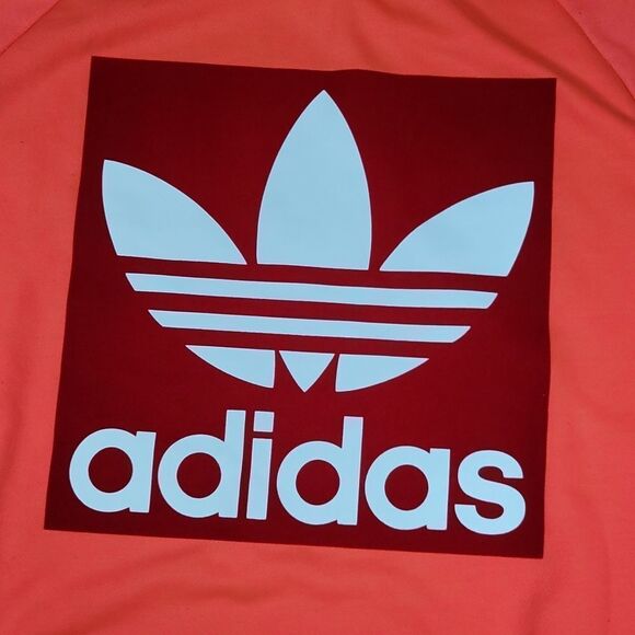 🔺️Adidas Neon Pink Trefoil Logo Crewneck Long Sleeve Sweatshirt Medium - Picture 9 of 12